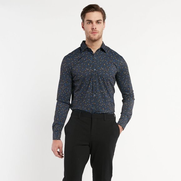 BARRETT "Byte" Print Button-up Stretch Shirt - Picture 3 of 6